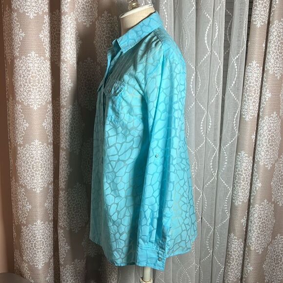 🌊 Dana Buchman Blue Aqua 3/4 Sleeve Burnout Tunic - Size Small 🌊 - Picture 3 of 7